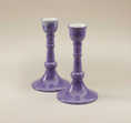 Load image into Gallery viewer, (lavender)
Lavender ceramic candlesticks made with ashes, handcrafted by Ahava Memorials as elegant cremation memorials radiating serenity and grace.