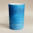 Load image into Gallery viewer, (agate blue)
Agate blue large cylinder ceramic vase made with ashes, handcrafted by Ahava Memorials as a serene cremation memorial art piece.