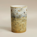 Load image into Gallery viewer, (jasper gold)
Jasper gold large cylinder ceramic vase made with ashes, a luminous handcrafted cremation memorial by Ahava Memorials celebrating warmth and life.