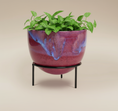 Load image into Gallery viewer, (sunstone red)
Sunstone red ceramic modern planter with stand made with ashes, a handcrafted memorial symbolizing love, strength, and remembrance.