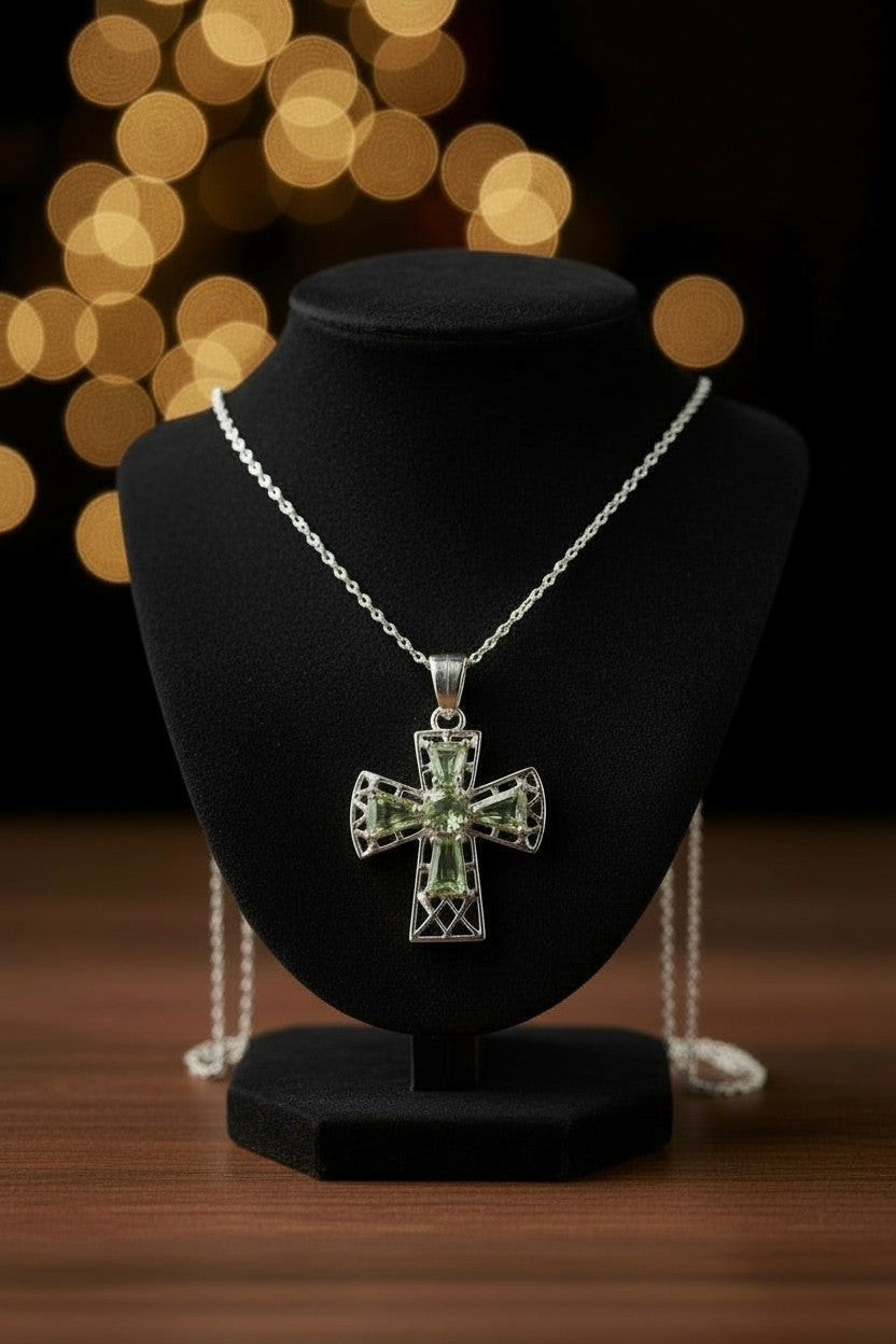 "Tranquility Cross" Pendant 5 stones, Overall size 28x22.3mm My Crystal Companion