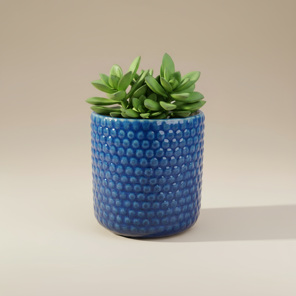 (agate blue)
Agate blue ceramic beaded planter made with ashes, handcrafted by Ahava Memorials as a serene cremation memorial and decorative keepsake.