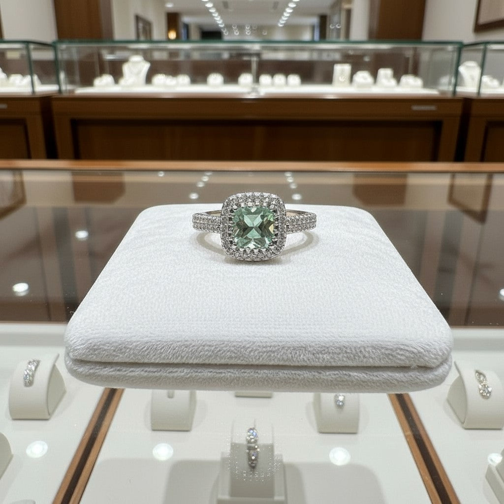 "Comforting Light" Cushion Cut w/ Cubic Zirconia Halo 6.4x6.4mm My Crystal Companion