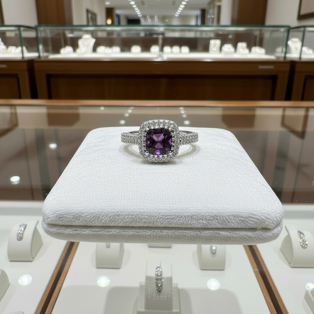 "Comforting Light" Cushion Cut w/ Cubic Zirconia Halo 6.4x6.4mm My Crystal Companion