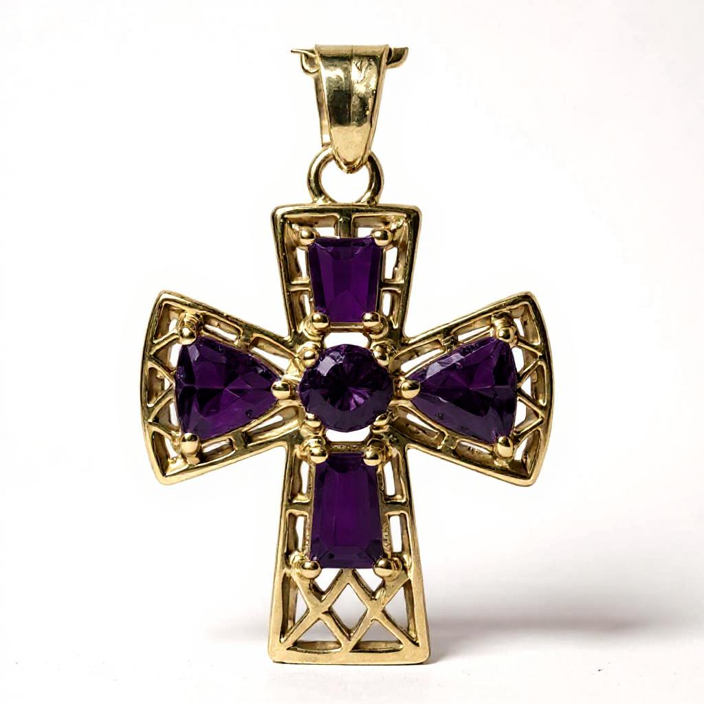 "Tranquility Cross" Pendant 5 stones, Overall size 28x22.3mm My Crystal Companion