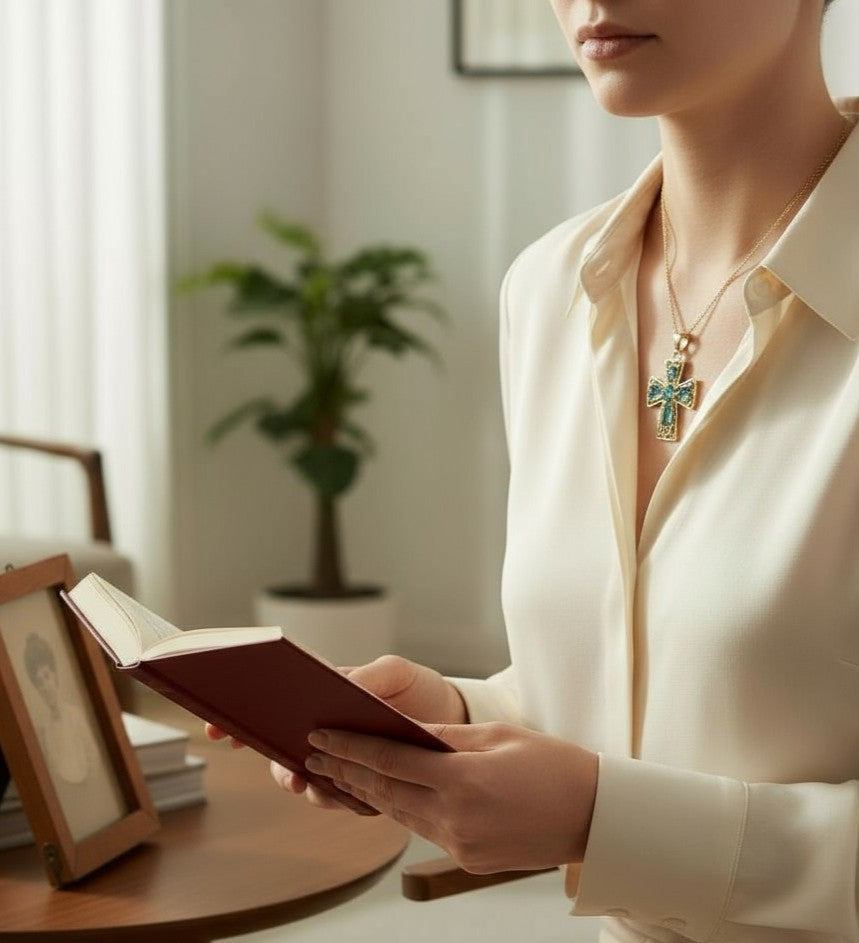 "Tranquility Cross" Pendant 5 stones, Overall size 28x22.3mm My Crystal Companion