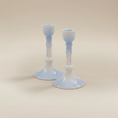 Load image into Gallery viewer, (ice)
Handcrafted ice-blue ceramic candlesticks made with ashes, peaceful cremation memorials by Ahava Memorials.
