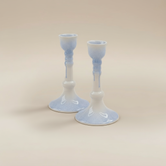 (ice)
Handcrafted ice-blue ceramic candlesticks made with ashes, peaceful cremation memorials by Ahava Memorials.