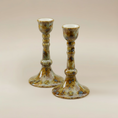 Load image into Gallery viewer, (jasper gold)
Jasper gold ceramic candlesticks made with ashes, luminous handcrafted cremation memorials by Ahava Memorials representing light and life.
