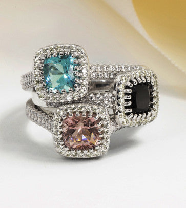 "Comforting Light" Cushion Cut w/ Cubic Zirconia Halo 6.4x6.4mm My Crystal Companion