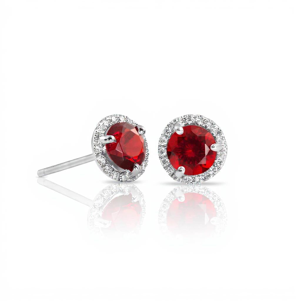 "Endless Love Collection" 14K gold w/ Diamond Halo Earrings Portuguese Cut 5.5mm My Crystal Companion