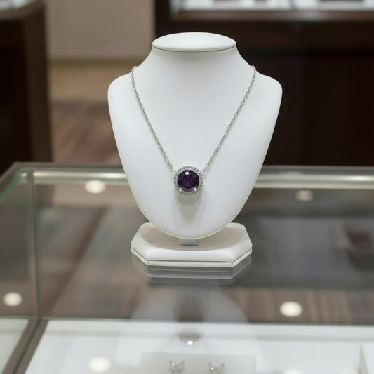 "Endless Love Collection" 14k Gold w/ Diamond Halo Portuguese Cut Pendant 5.5mm My Crystal Companion