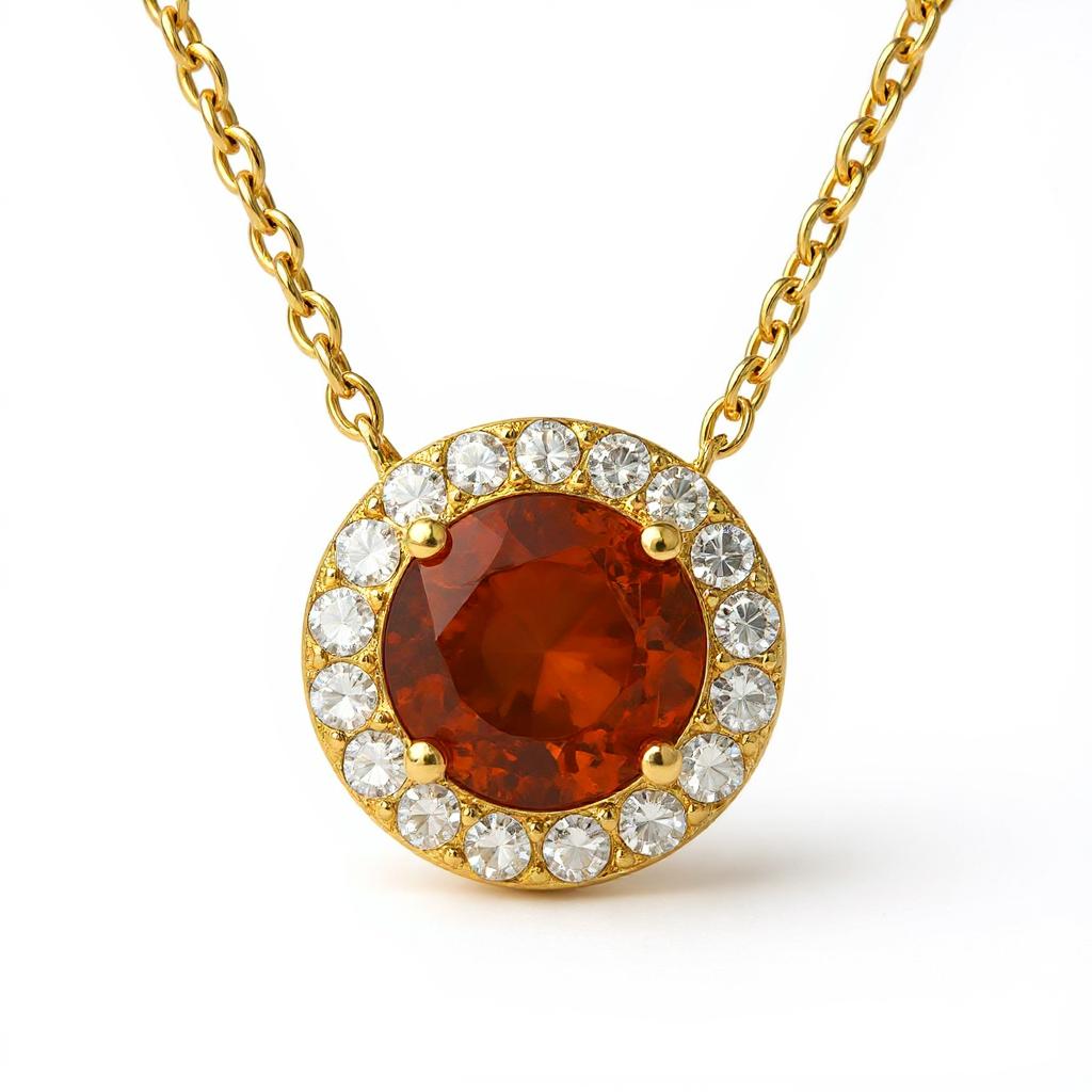 "Endless Love Collection" 14k Gold w/ Diamond Halo Portuguese Cut Pendant 5.5mm My Crystal Companion