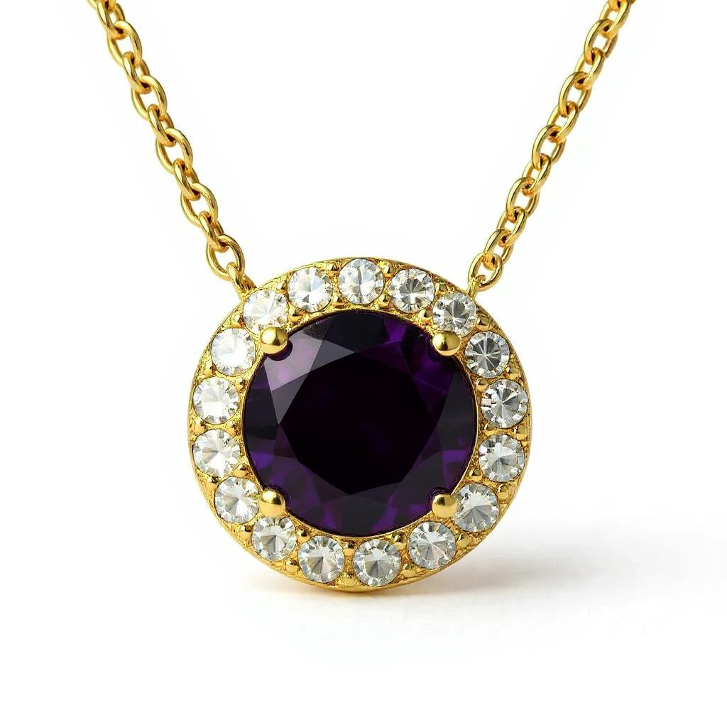 "Endless Love Collection" 14k Gold w/ Diamond Halo Portuguese Cut Pendant 5.5mm My Crystal Companion