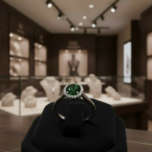 "Endless Love Collection" 14k gold w/ Diamond Halo Portuguese Cut Ring 5.5mm My Crystal Companion