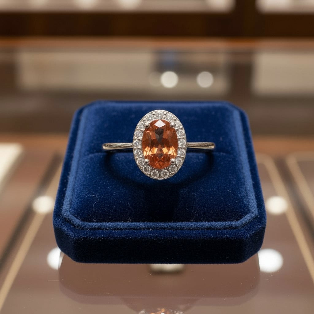 "Eternity" Oval Ring with Halo 7x5mm My Crystal Companion