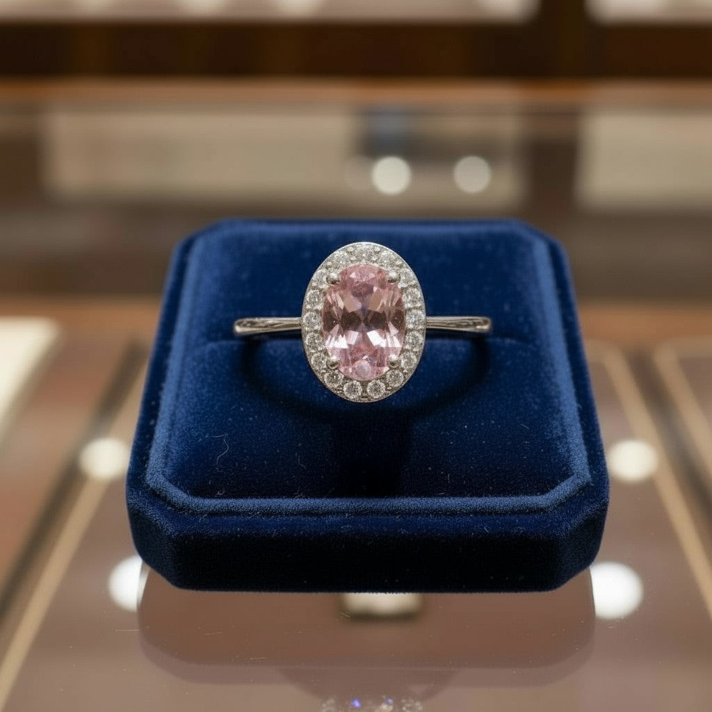 "Eternity" Oval Ring with Halo 7x5mm My Crystal Companion