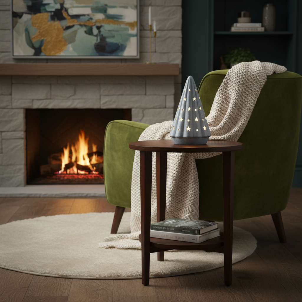 Ceramic Starlight Tree by Ahava Memorials, handcrafted with ashes and displayed in natural daylight to highlight its detailed glaze and star-shaped openings.