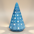Load image into Gallery viewer, (agate blue)
Agate blue large ceramic Starlight Tree made with ashes, handcrafted by Ahava Memorials as a glowing cremation memorial art piece with illuminated star cutouts.
