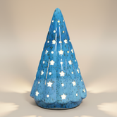 (agate blue)
Agate blue large ceramic Starlight Tree made with ashes, handcrafted by Ahava Memorials as a glowing cremation memorial art piece with illuminated star cutouts.