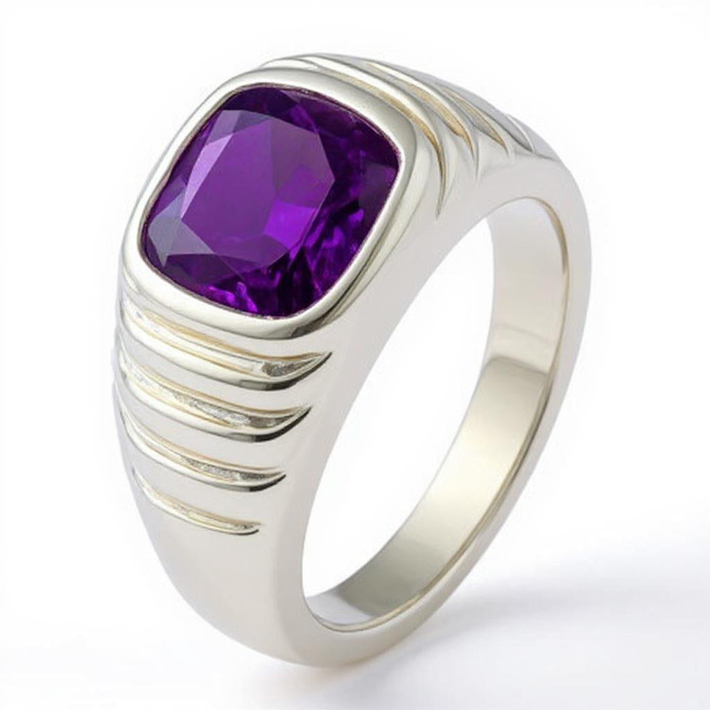 "Never Forgotten" Cushion Cut Ring (For Men) 10x11mm My Crystal Companion