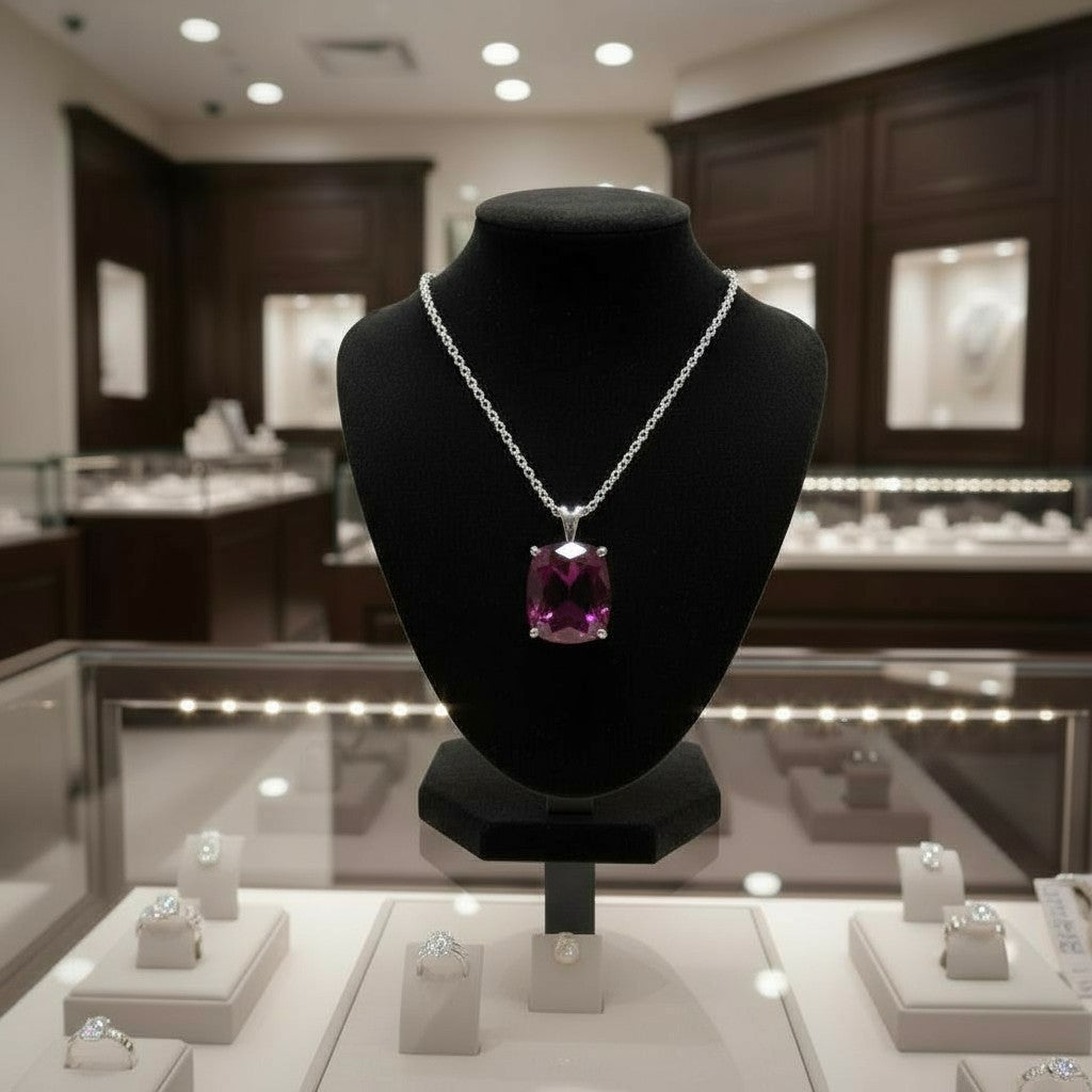 "Never Forgotten" Cushion Cut Pendant 16x12mm My Crystal Companion