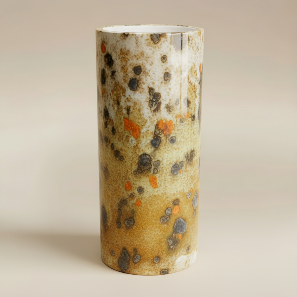 (jasper gold)
Jasper gold narrow cylinder ceramic vase made with ashes, a luminous handcrafted cremation memorial by Ahava Memorials celebrating warmth and connection.