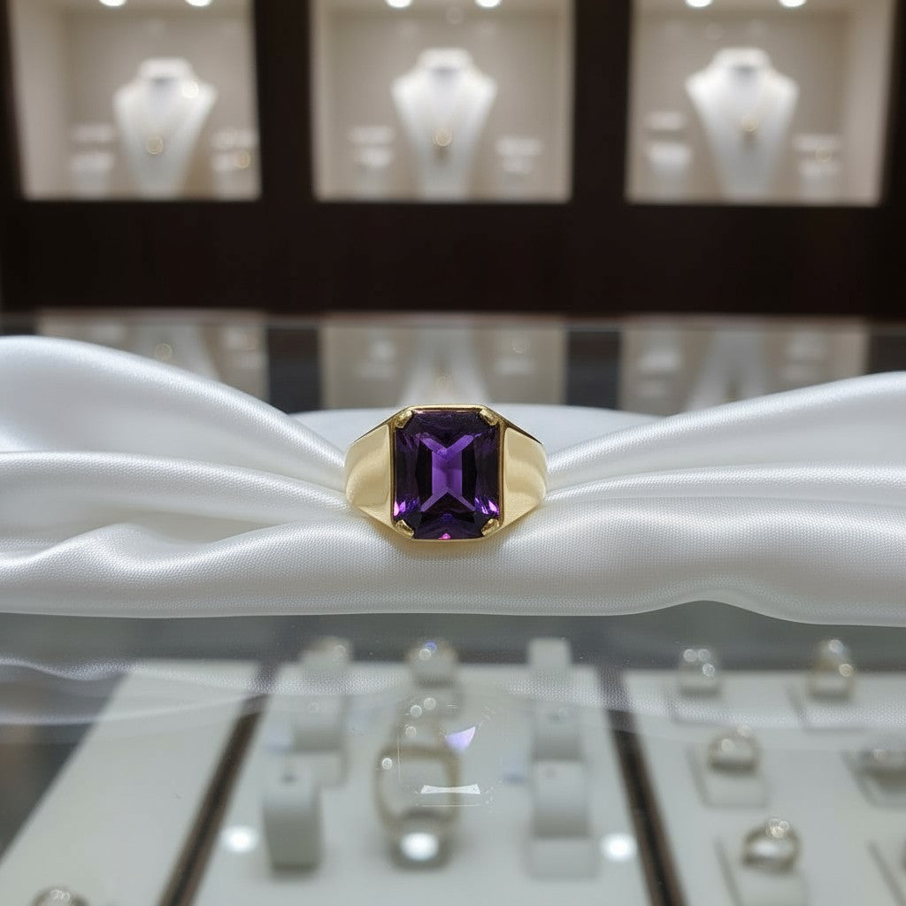 "Radiant Life" Radiant Cut Ring (For Men) 12X10MM My Crystal Companion