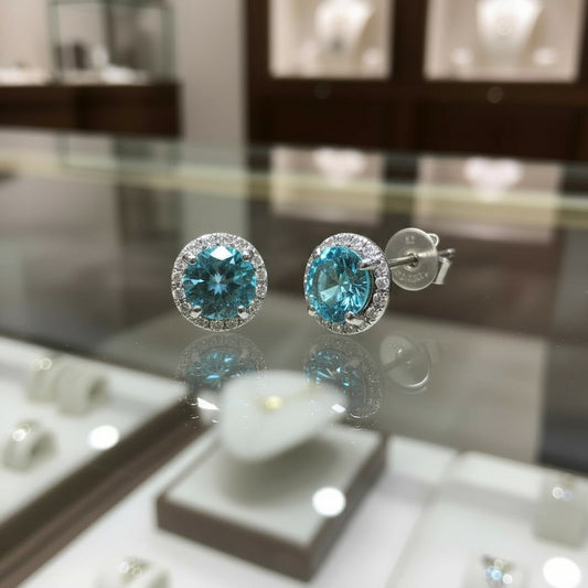 "Soothing Whispers" Portuguese Cut Pierced Earrings 5mm Sterling silver w/ CZ Halo My Crystal Companion