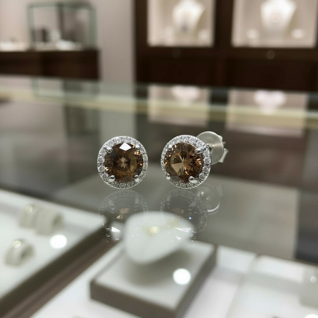 "Soothing Whispers" Portuguese Cut Pierced Earrings 5mm Sterling silver w/ CZ Halo My Crystal Companion