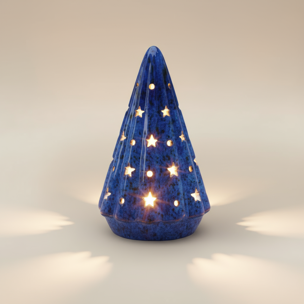 (agate blue)
Agate blue ceramic Starlight Tree made with ashes, handcrafted by Ahava Memorials as a serene light-up cremation memorial with glowing stars.