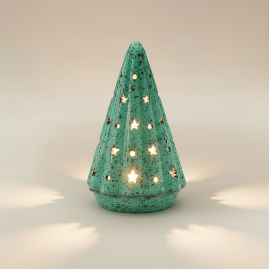 (copper)
Copper ceramic Starlight Tree made with ashes, handcrafted by Ahava Memorials as a warm lighted cremation memorial with star-pattern illumination.