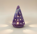 Load image into Gallery viewer, (lavender)
Lavender ceramic Starlight Tree made with ashes, handcrafted by Ahava Memorials as a gentle lighted cremation memorial with glowing star designs.
