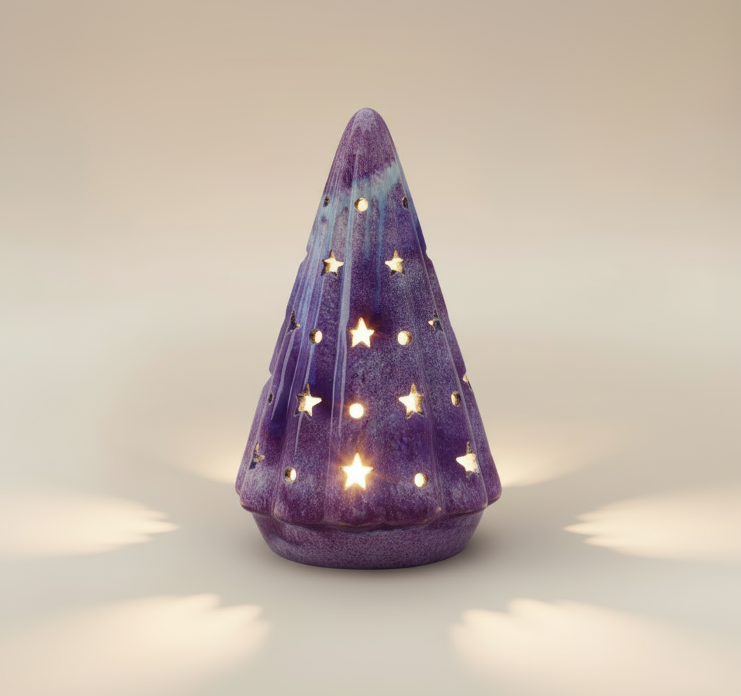 (lavender)
Lavender ceramic Starlight Tree made with ashes, handcrafted by Ahava Memorials as a gentle lighted cremation memorial with glowing star designs.