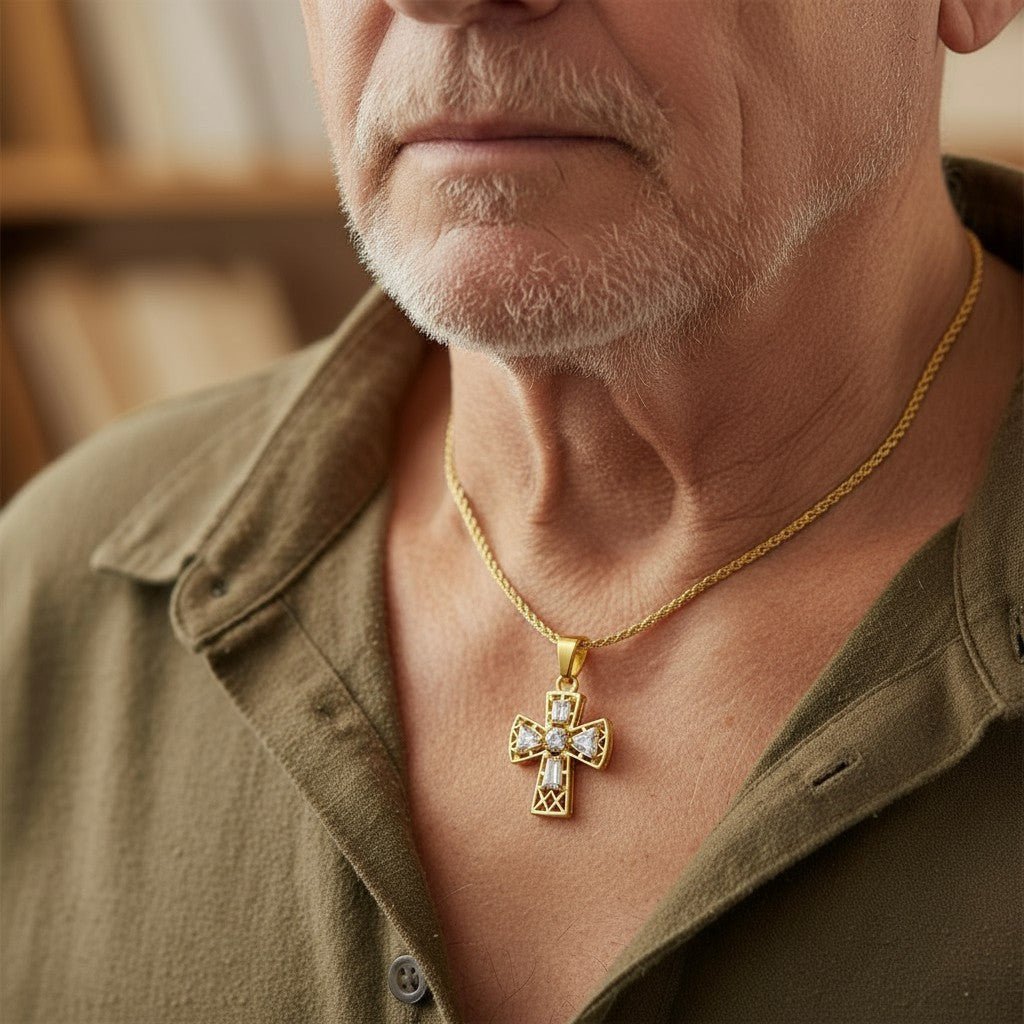 "Tranquility Cross" Pendant 5 stones, Overall size 28x22.3mm My Crystal Companion