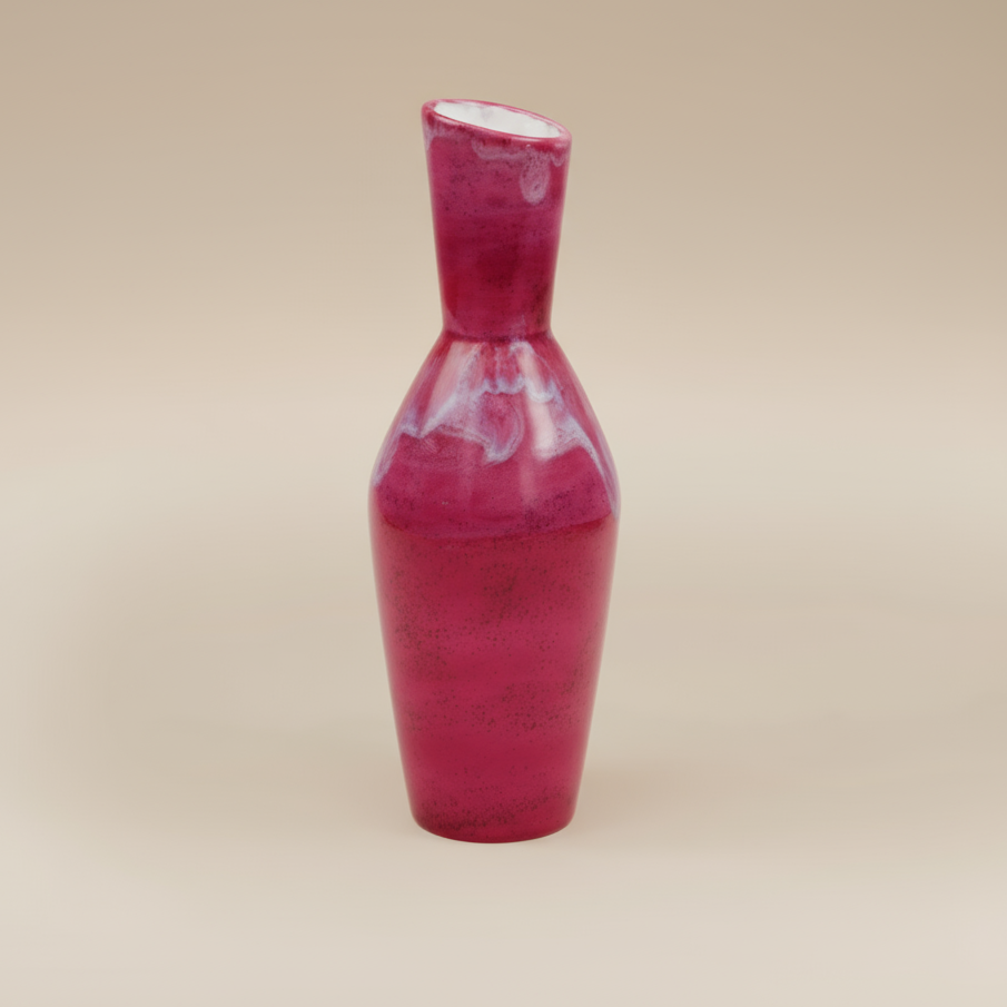 (sunstone red)
Sunstone red ceramic cremation memorial vase made with ashes, handcrafted in a bold, modern angled form.