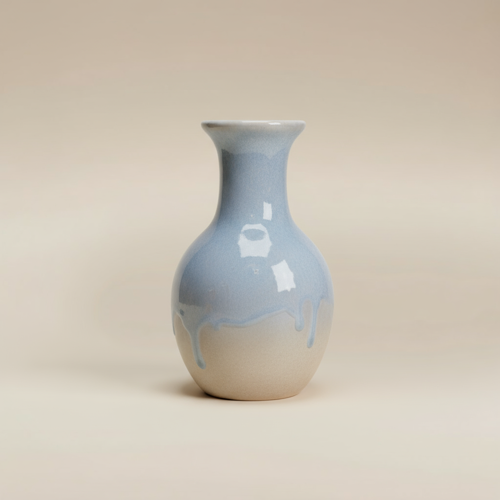 (ice)
Handcrafted ice-blue ceramic bud vase made with ashes, a peaceful memorial keepsake by Ahava Memorials.