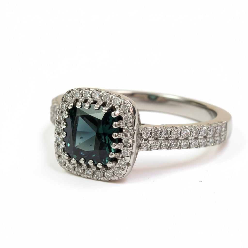 "Comforting Light" Cushion Cut w/ Cubic Zirconia Halo 6.4x6.4mm My Crystal Companion