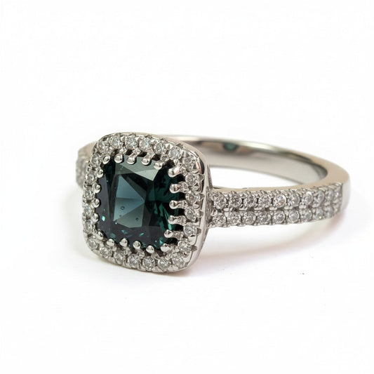 "Comforting Light" Cushion Cut w/ Cubic Zirconia Halo 6.4x6.4mm My Crystal Companion