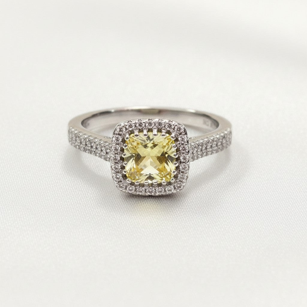 "Comforting Light" Cushion Cut w/ Cubic Zirconia Halo 6.4x6.4mm My Crystal Companion