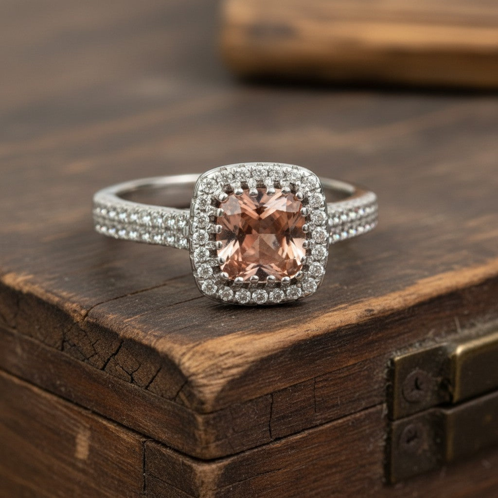 "Comforting Light" Cushion Cut w/ Cubic Zirconia Halo 6.4x6.4mm My Crystal Companion