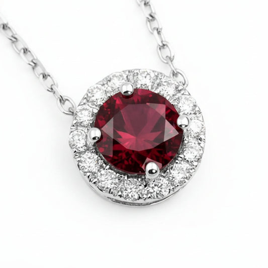 "Endless Love Collection" 14k Gold w/ Diamond Halo Portuguese Cut Pendant 5.5mm My Crystal Companion