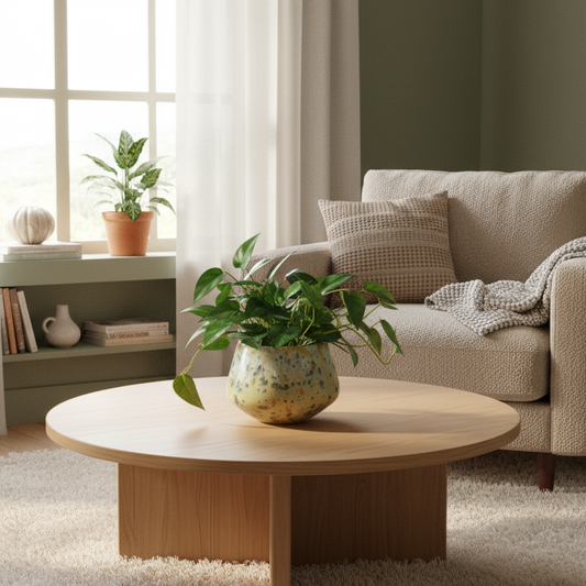 Ahava Memorials handcrafted ceramic tulip vase made with ashes, displayed in a peaceful home interior with soft natural light and fresh flowers as a heartfelt cremation memorial.