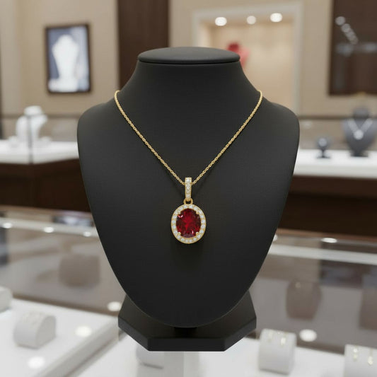 "Eternity" Oval Pendant with Halo 7x5mm My Crystal Companion