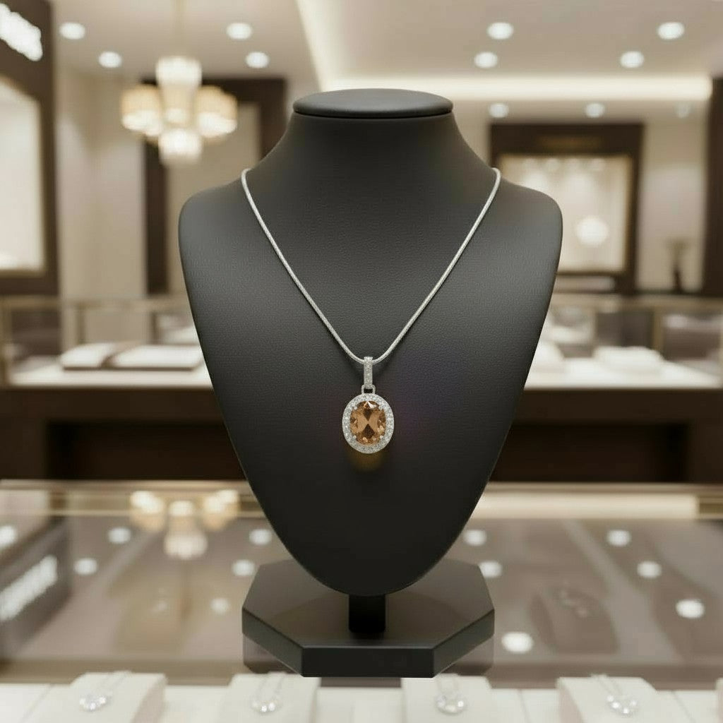 "Eternity" Oval Pendant with Halo 7x5mm My Crystal Companion