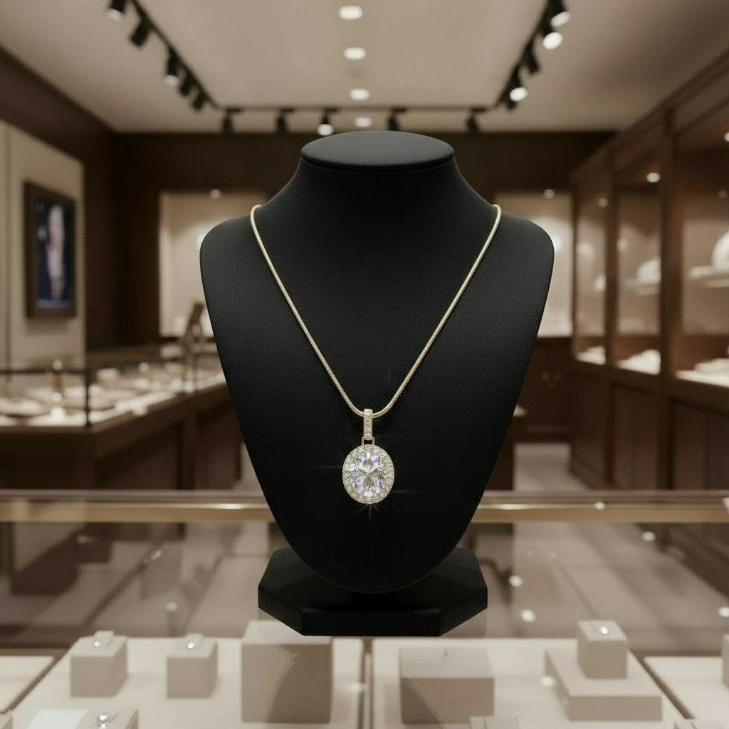 "Eternity" Oval Pendant with Halo 7x5mm My Crystal Companion