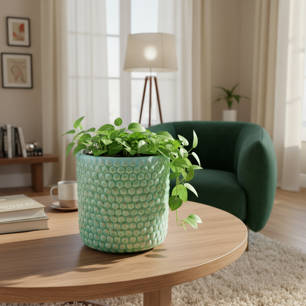 Collection of Ahava Memorials beaded planters in multiple glaze colors, handcrafted with ashes and arranged together as modern ceramic memorial art pieces.