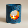 Load image into Gallery viewer, (agate blue)
Agate blue ceramic candle holder made with ashes, handcrafted as a luminous cremation memorial by Ahava Memorials.
